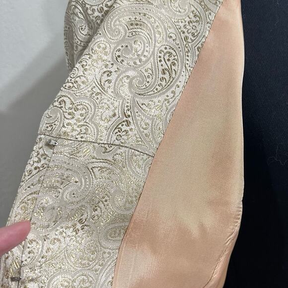 Vintage Gold Paisley Formal Midi Jacket size US 6 Pink Satin lined - Picture 7 of 10